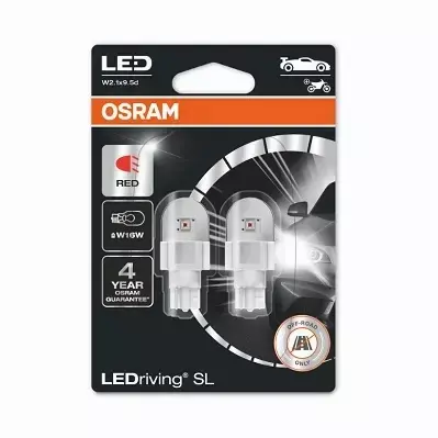 OSRAM LEDRIVING ŻARÓWKI W16W CZERWONE 12V 6000K 