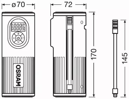 OSRAM AKUMULATOROWY KOMPRESOR SAMOCHODOWY OTIR2000 