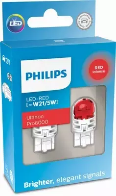 PHILIPS ULTINON PRO6000 ŻARÓWKI LED-RED 12V W21/5W 