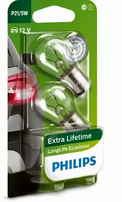 PHILIPS ECOVISION P21/5W LONGLIFE 12V BAY15D DUO 