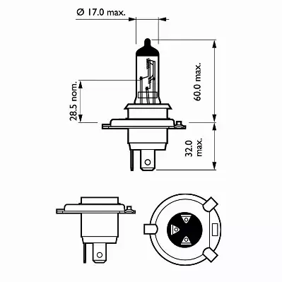 PHILIPS VISION +30% H4 12V 60/55W P43T 1-SZT 