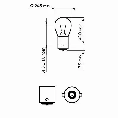 PHILIPS ECOVISION P21W LONGLIFE 12V BA15S DUO 