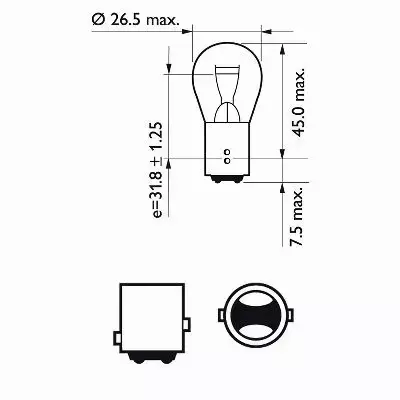 PHILIPS ECOVISION P21/5W LONGLIFE 12V BAY15D DUO 