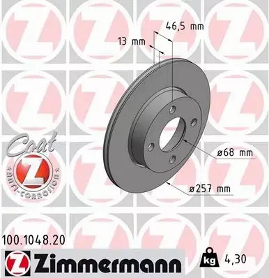 ZIMMERMANN TARCZA HAMULCOWA 100.1048.20 