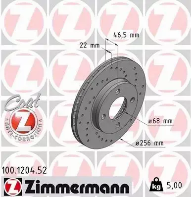 ZIMMERMANN TARCZA HAMULCOWA 100.1204.52 