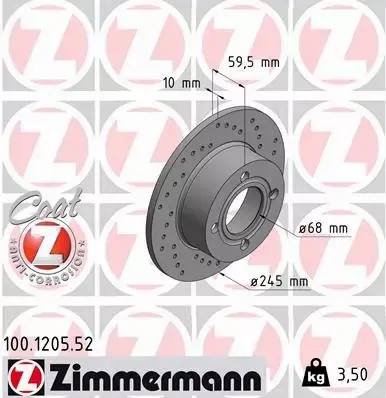 ZIMMERMANN TARCZA HAMULCOWA 100.1205.52 