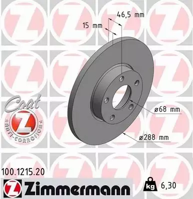 ZIMMERMANN TARCZE PRZÓD AUDI 100 C4 A4 B5 288MM 