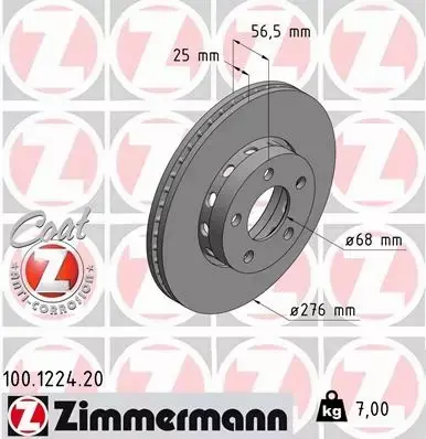 ZIMMERMANN TARCZE HAMULCOWE PRZÓD 100.1224.20 