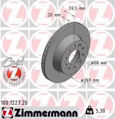 ZIMMERMANN TARCZE HAMULCOWE TYŁ 100.1227.20 