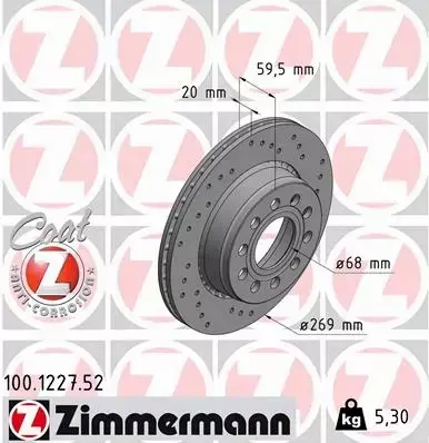 ZIMMERMANN TARCZA HAMULCOWA 100.1227.52 