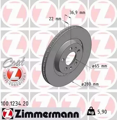 ZIMMERMANN TARCZE+KLOCKI PRZÓD AUDI A3 8L1 280MM 