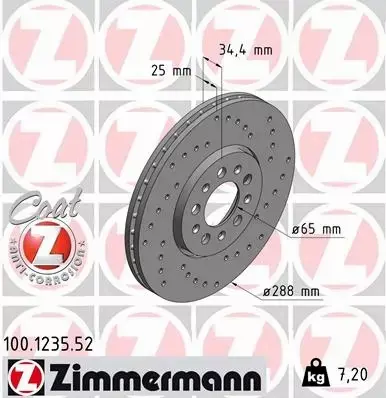 ZIMMERMANN SPORT TARCZE+KLOCKI P AUDI A3 8L 288MM 