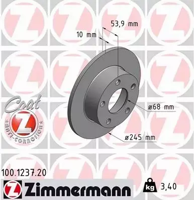 ZIMMERMANN TARCZE HAMULCOWE TYŁ 100.1237.20 