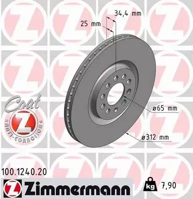 ZIMMERMANN TARCZE+KLOCKI P+T VW POLO 9N GTI 312MM 