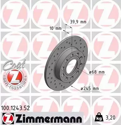 ZIMMERMANN TARCZE HAMULCOWE SPORT TYŁ 100.1243.52 