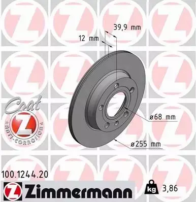 ZIMMERMANN TARCZE TYŁ AUDI A4 B6 B7 255MM 