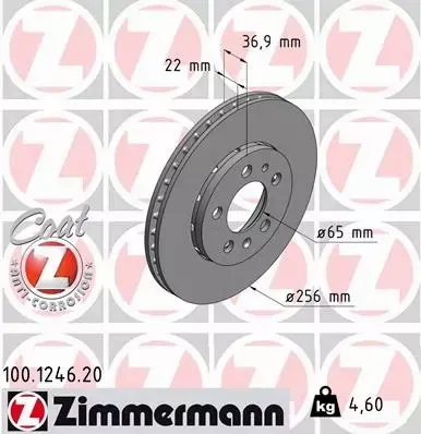 ZIMMERMANN TARCZE HAMULCOWE PRZÓD 100.1246.20 