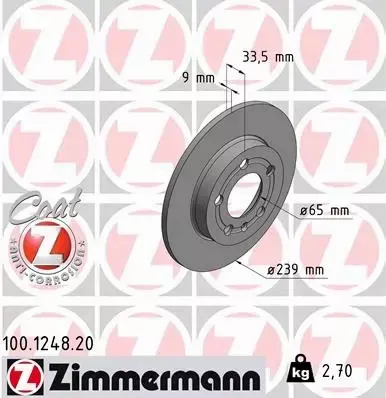 ZIMMERMANN TARCZE TYŁ AUDI A3 8L1 TT 8N3 QUATTRO 