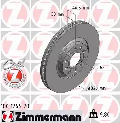 ZIMMERMANN TARCZE+KLOCKI PRZÓD AUDI A4 B7 320MM 