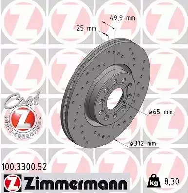 ZIMMERMANN TARCZE+KLOCKI PRZÓD SEAT ALTEA 312MM 