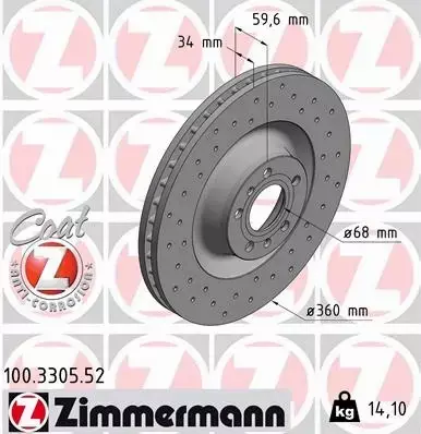 ZIMMERMANN SPORT TARCZE PRZÓD VW PHAETON 360MM 