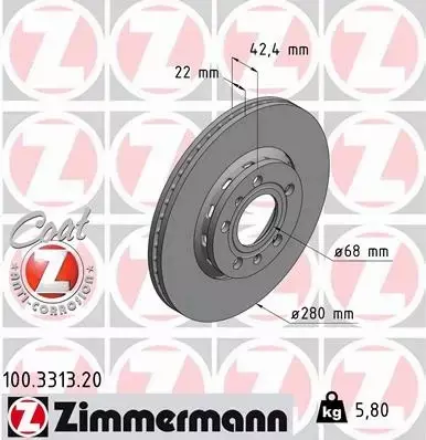 ZIMMERMANN TARCZE TYŁ AUDI A8 D3 VW PHAETON 280MM 