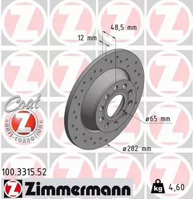 ZIMMERMANN TARCZE HAMULCOWE SPORT TYŁ 100.3315.52 