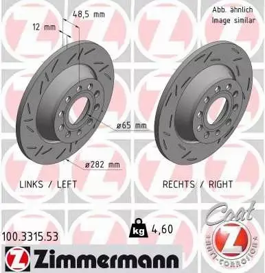 ZIMMERMANN BLACK Z TARCZE TYŁ VW TOURAN 282MM 