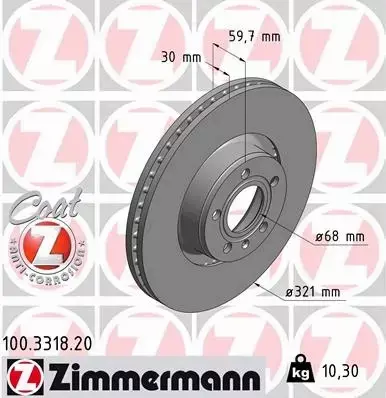 ZIMMERMANN TARCZE+KLOCKI PRZÓD AUDI A6 C6 321MM 