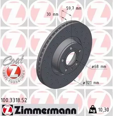 ZIMMERMANN SPORT TARCZE+KLOCKI P+T AUDI A6 C6 321MM 