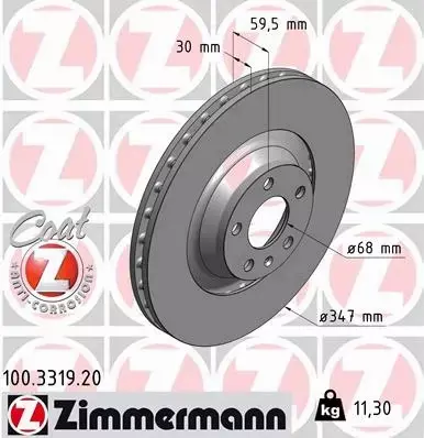 ZIMMERMANN TARCZE PRZÓD AUDI A6 C6 347MM 