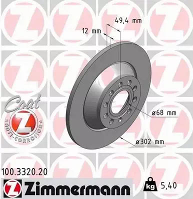 ZIMMERMANN TARCZE+KLOCKI TYŁ AUDI A6 C6 302MM 