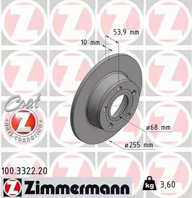 ZIMMERMANN TARCZE TYŁ AUDI A6 C5 QUATTRO 255MM 