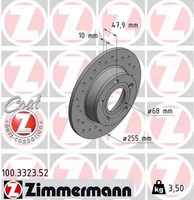 ZIMMERMANN TARCZE HAMULCOWE SPORT TYŁ 100.3323.52 