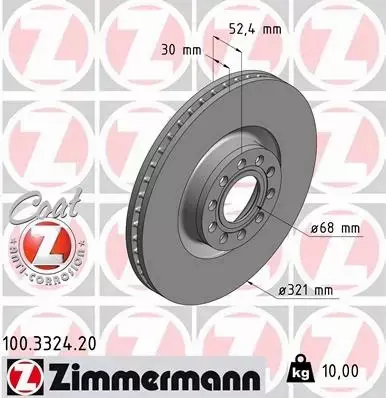 ZIMMERMANN TARCZE HAMULCOWE PRZÓD 100.3324.20 