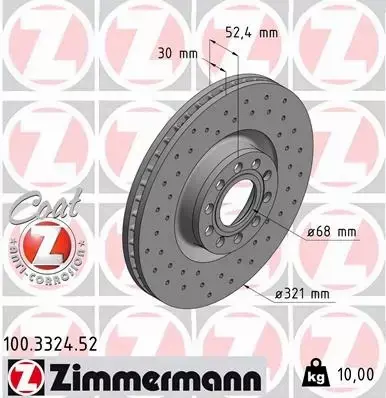 ZIMMERMANN SPORT TARCZE PRZÓD AUDI A6 C5 S6 321MM 