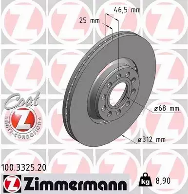 ZIMMERMANN TARCZE HAMULCOWE PRZÓD 100.3325.20 