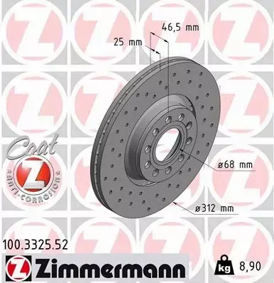 ZIMMERMANN TARCZE HAMULCOWE SPORT PRZÓD 100.3325.52 