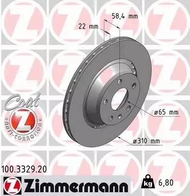 ZIMMERMANN TARCZE HAMULCOWE TYŁ 100.3329.20 