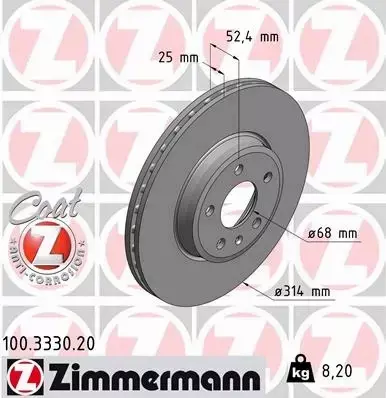 ZIMMERMANN TARCZE+KLOCKI PRZÓD AUDI A4 B9 314MM 