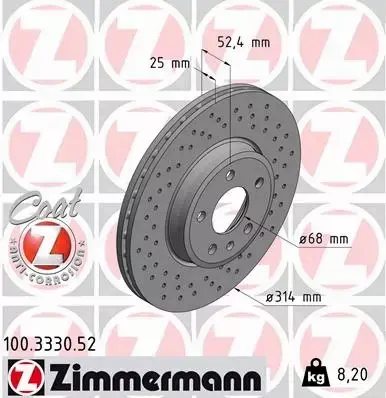 ZIMMERMANN TARCZE+KLOCKI P+T AUDI A4 B9 314MM 