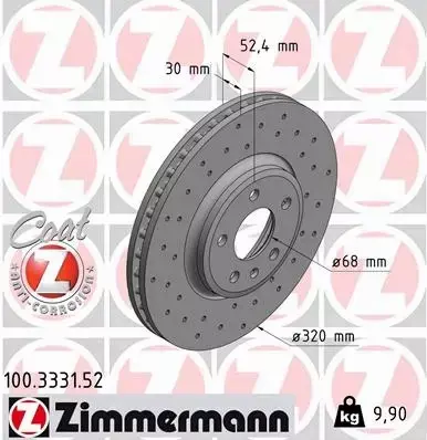 ZIMMERMANN TARCZE HAMULCOWE SPORT PRZÓD 100.3331.52 