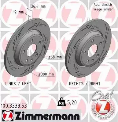 ZIMMERMANN TARCZE HAMULCOWE BLACKZ TYŁ 100.3333.53 