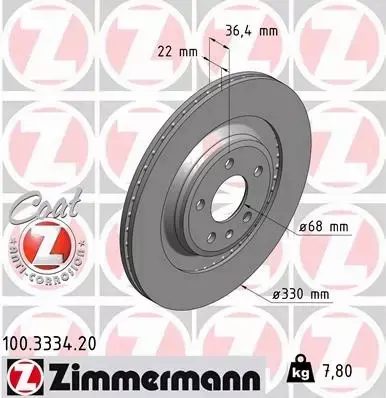 ZIMMERMANN TARCZE HAMULCOWE TYŁ 100.3334.20 