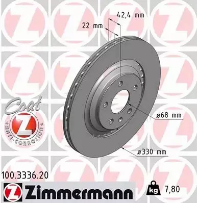 ZIMMERMANN TARCZE HAMULCOWE TYŁ 100.3336.20 