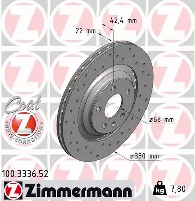 ZIMMERMANN TARCZE HAMULCOWE SPORT TYŁ 100.3336.52 