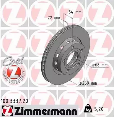 ZIMMERMAN TARCZE TYŁ VW PASSAT B5FL 4MOTION 269MM 