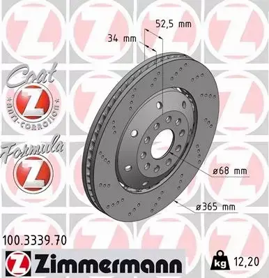 ZIMMERMANN TARCZA HAMULCOWA 100.3339.70 