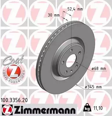 ZIMMERMANN TARCZE+KLOCKI P+T AUDI A6 C7 345MM 