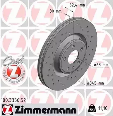 ZIMMERMANN SPORT TARCZE+KLOCKI P AUDI A4 B8 345MM 